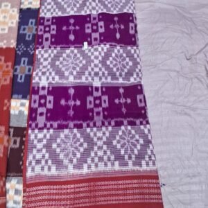 💜 Pure Sambalpuri Cotton Saree – Elegant Purple with Traditional Ikat Design